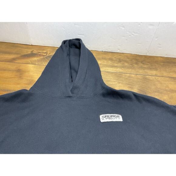 Savage X Fenty Rihanna Essential Racer Oversized Cropped Hoodie Black Large - Picture 5 of 14